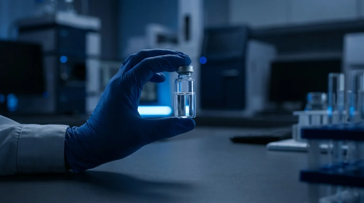 Laboratory bench where research peptide lots are prepared for third-party testing